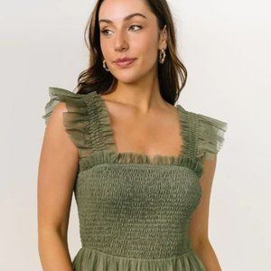 Emma Smocked Tulle Dress in Sage Green Size L - Baltic Born